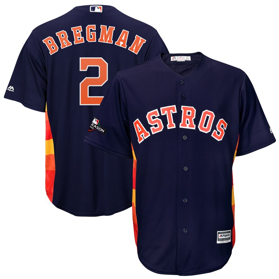 Houston Astros #2 Alex Bregman Majestic 2019 Postseason Official Cool Base Player Jersey Navy