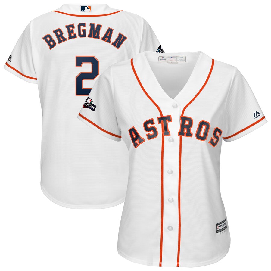 Houston Astros #2 Alex Bregman Majestic Women's 2019 Postseason Official Cool Base Player Jersey White