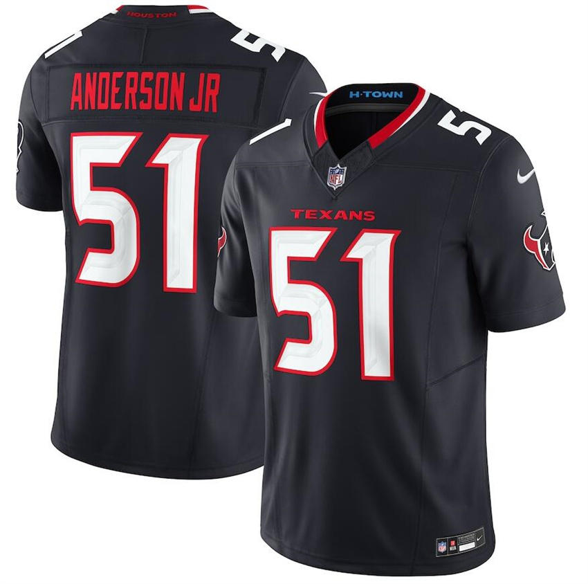 Men's Navy Houston Texans #51 Will Anderson Jr. 2024 Vapor F.U.S.E. Limited Stitched Jersey